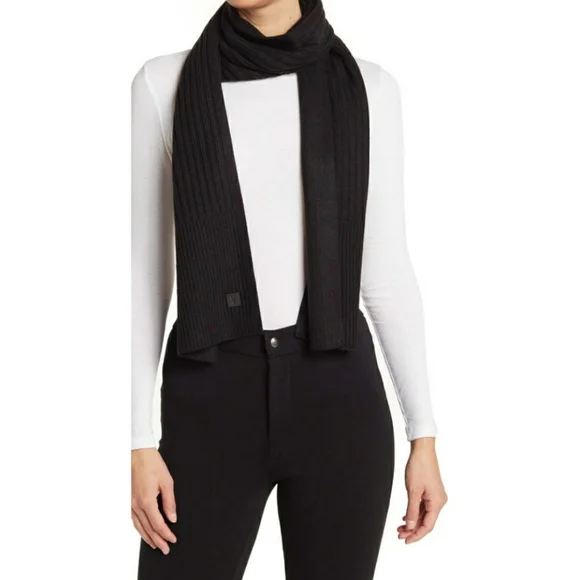 All Saints Black Ribbed Scarf nwt - Picture 1 of 2